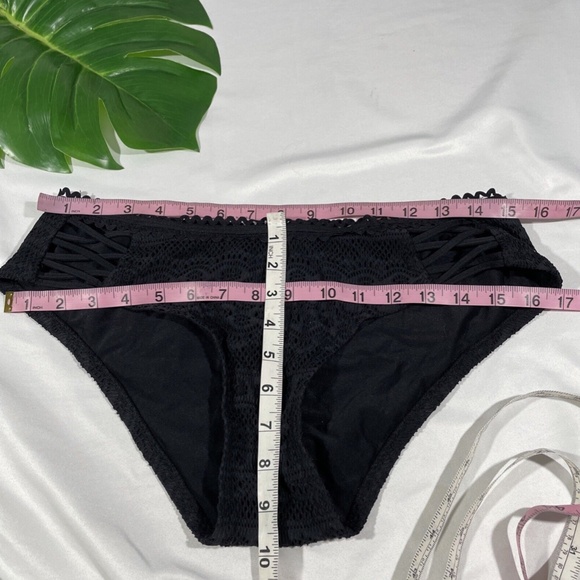NEW Becca [ Large ] Color Play Lace-Up Hipster Bikini Bottoms in‎ Black - Picture 4 of 12